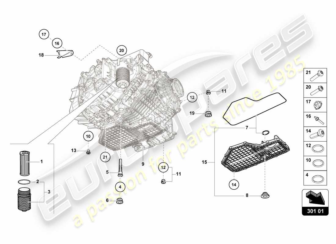 lamborghini performante coupe (2020) oil filter parts diagram