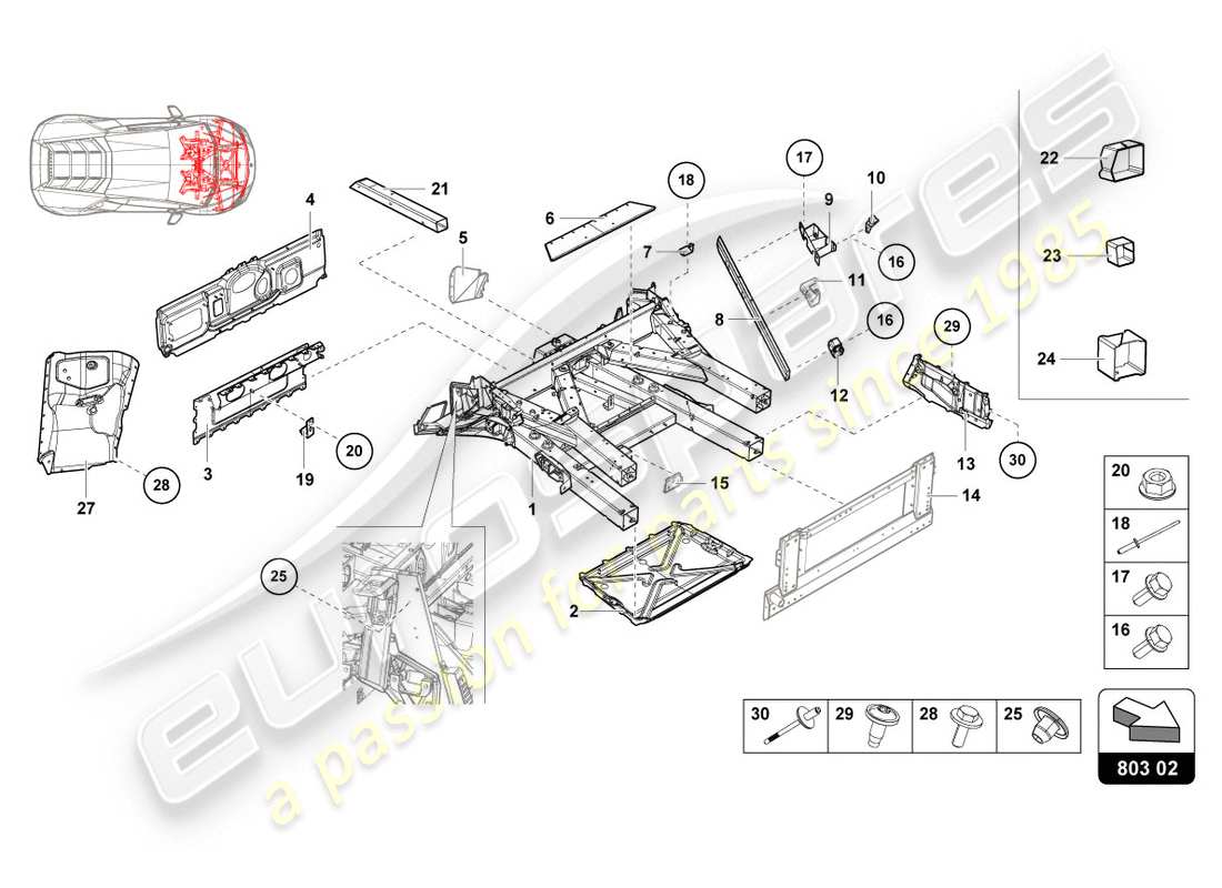 a part diagram from the lamborghini lp610-4 coupe (2016) parts catalogue