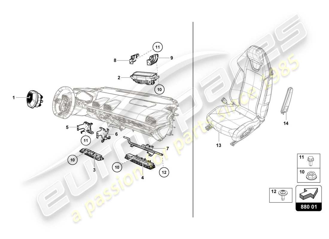 lamborghini performante spyder (2019) airbag parts diagram