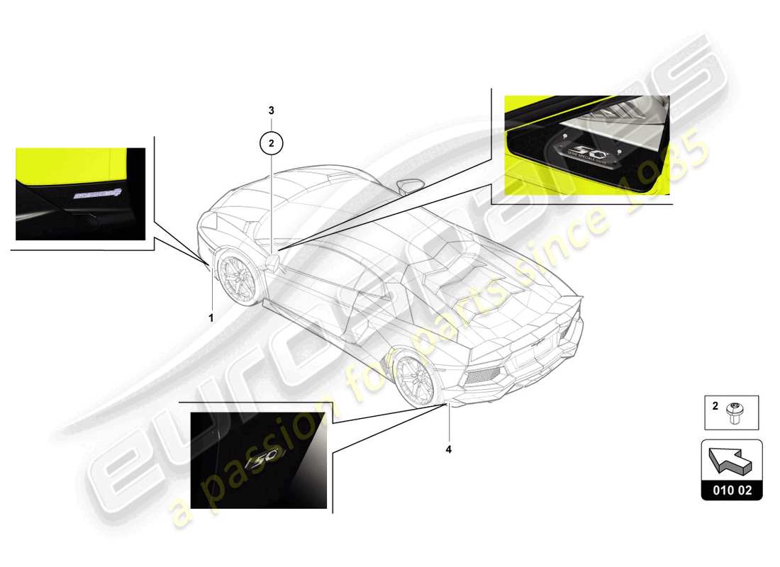 lamborghini lp720-4 roadster 50 (2014) type plates parts diagram