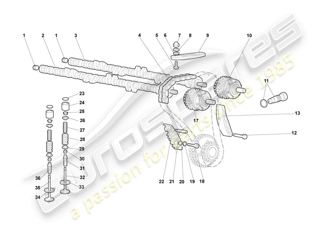 a part diagram from the lamborghini murcielago coupe (2005) parts catalogue