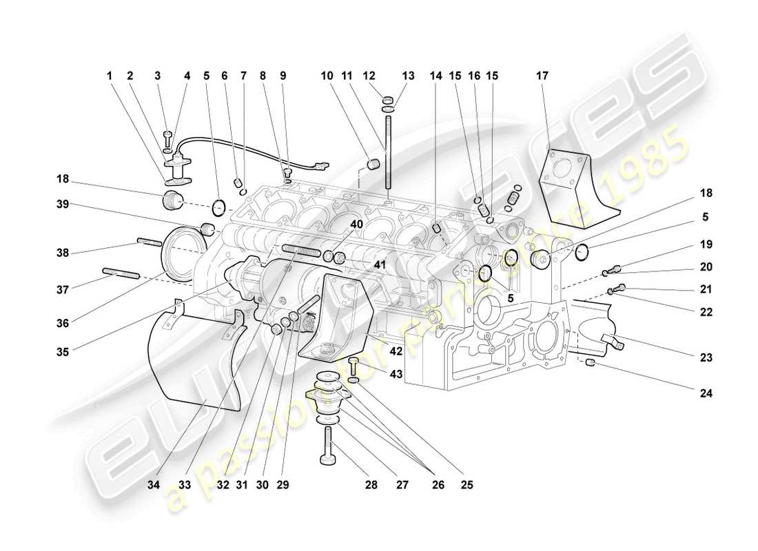 lamborghini murcielago coupe (2003) crankcase housing parts diagram