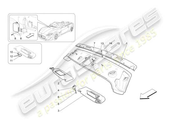 a part diagram from the maserati grancabrio parts catalogue