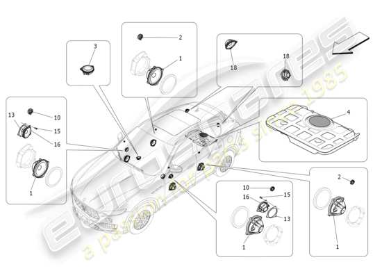 a part diagram from the maserati levante (2020) parts catalogue