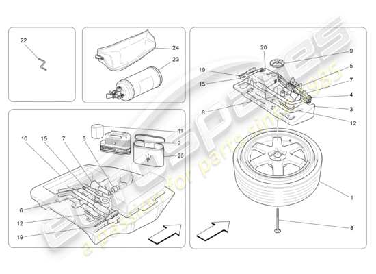 a part diagram from the maserati quattroporte m156 (2017 onwards) parts catalogue