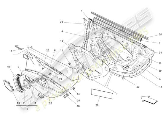 a part diagram from the maserati ghibli (2017 onwards) parts catalogue