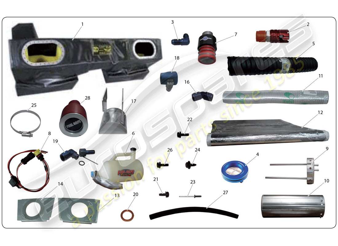 lamborghini super trofeo (2009-2014) fuel kit parts diagram