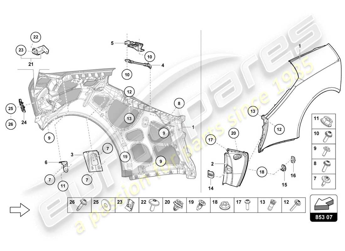 a part diagram from the Lamborghini Evo Spyder 2WD (2020) parts catalogue