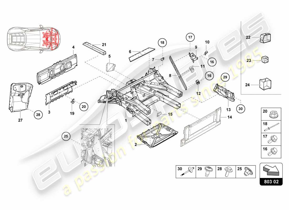 lamborghini 2017 (lp580-2 coupe) front frame part diagram