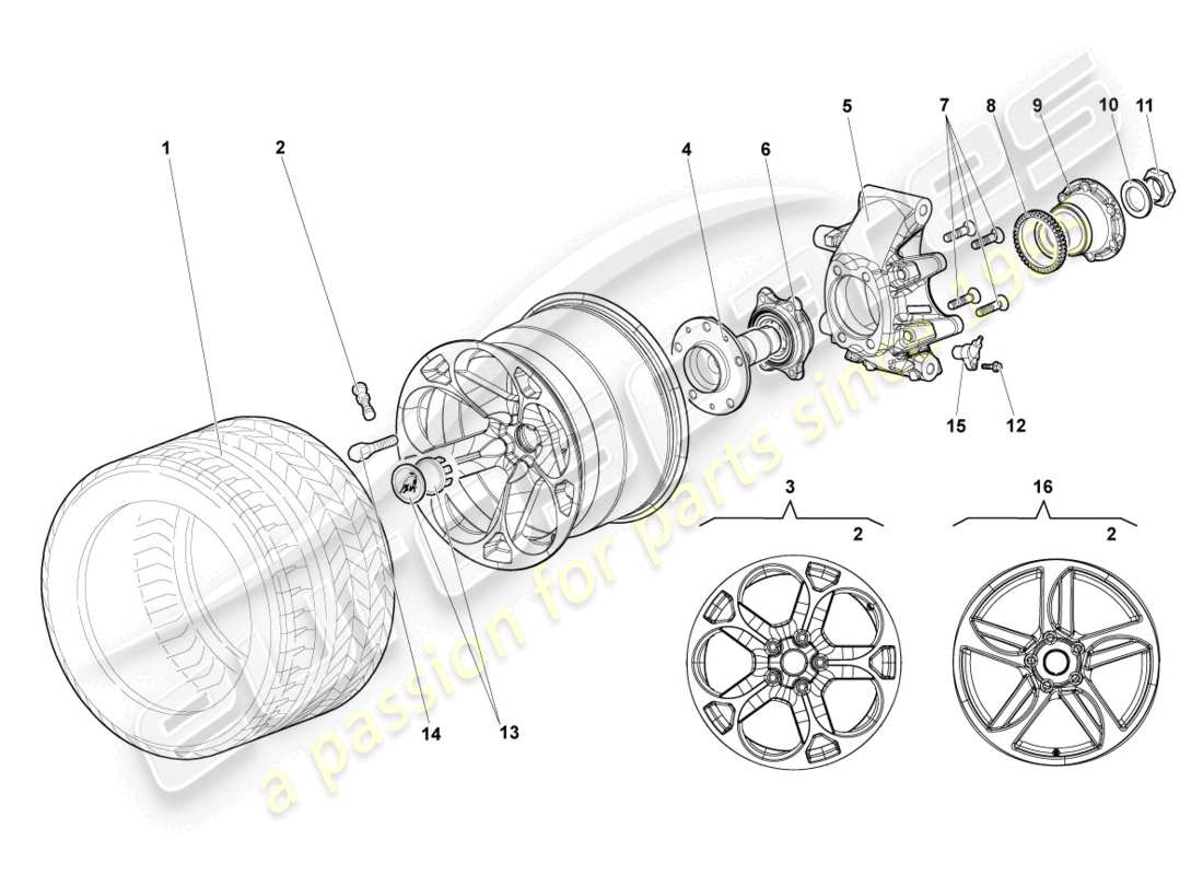 lamborghini murcielago roadster (2005) wheel bearing housing rear part diagram