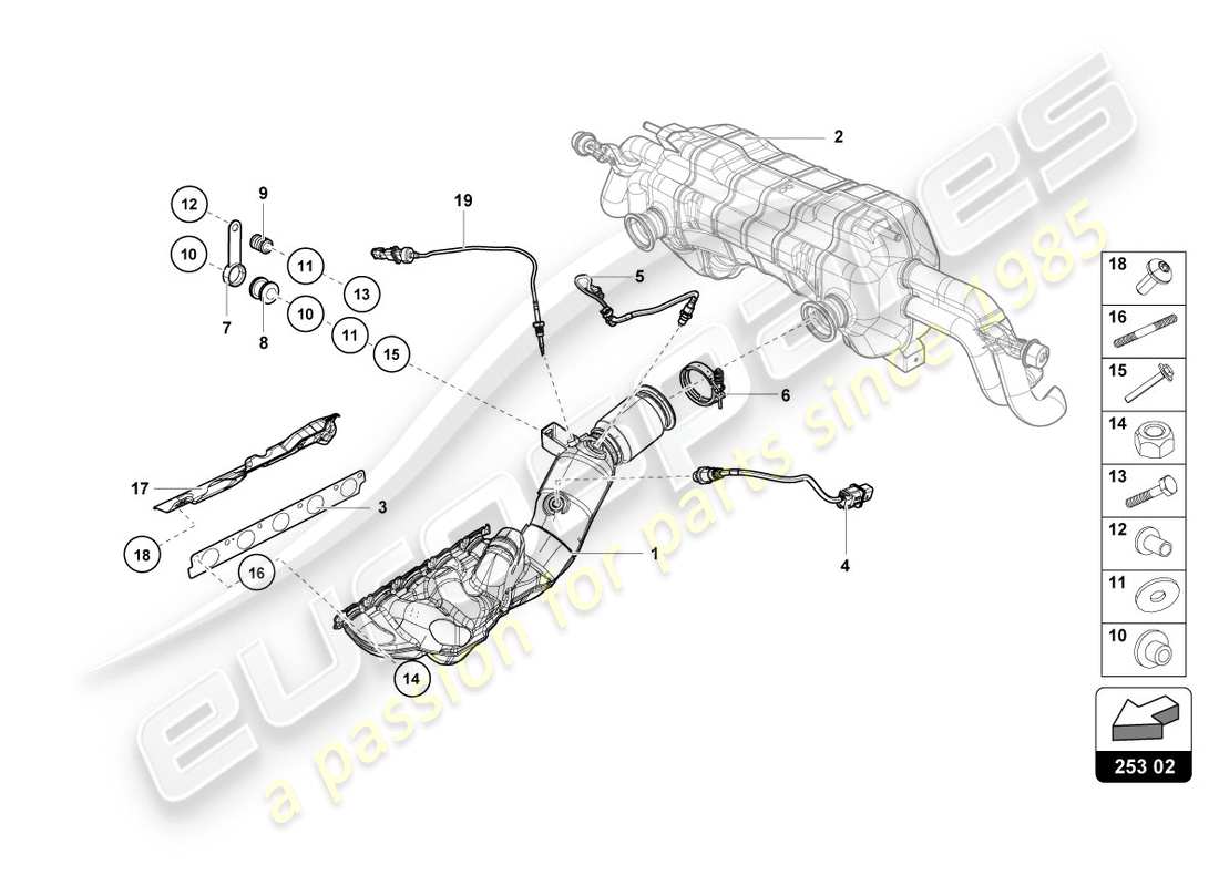 lamborghini 2019 (lp610-4 spyder) exhaust manifolds part diagram