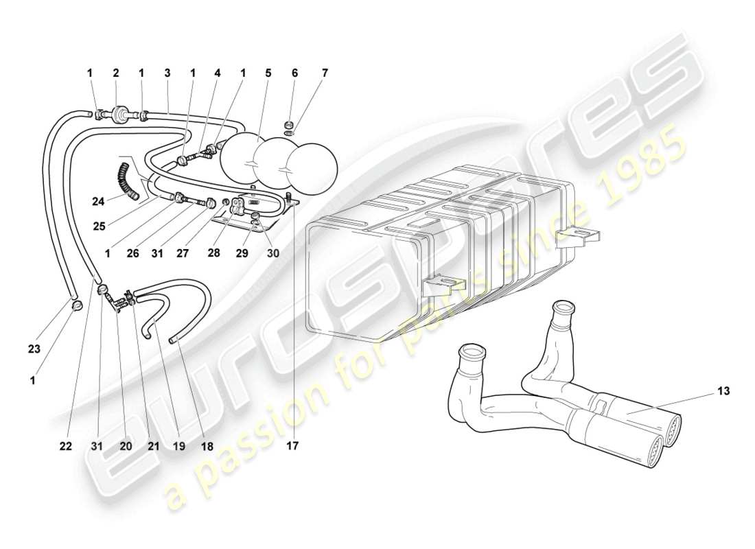lamborghini murcielago coupe (2006) vacuum system parts diagram