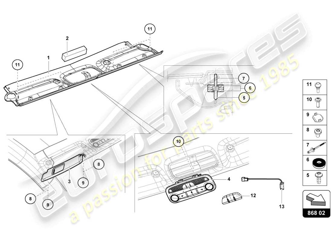 VIEW PARTS DIAGRAMS FROM THE LAMBORGHINI AVENTADOR LP720-4 PARTS CATALOGUE a part diagram from the lamborghini aventador lp720-4 parts catalogue