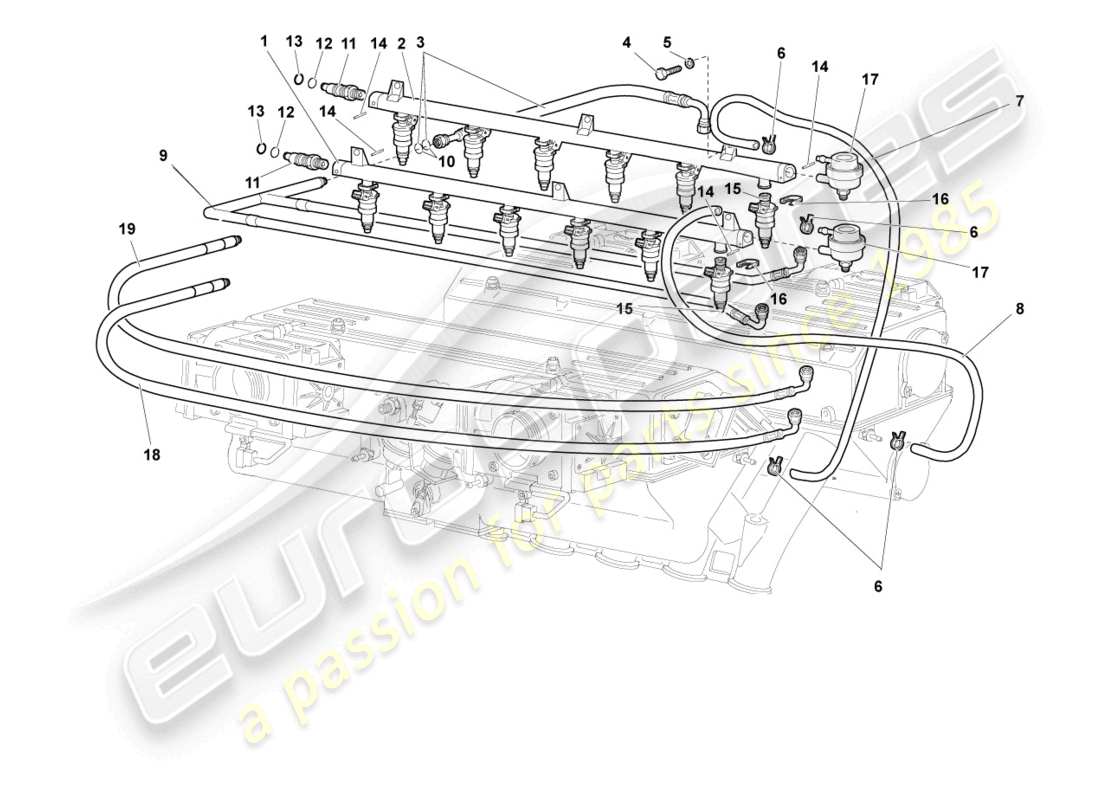 a part diagram from the lamborghini murcielago roadster (2006) parts catalogue