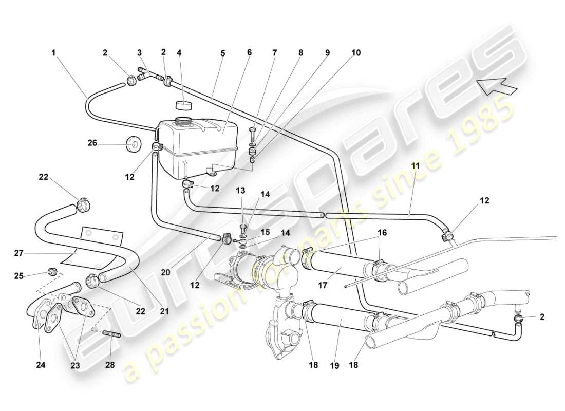a part diagram from the lamborghini murcielago coupe (2006) parts catalogue