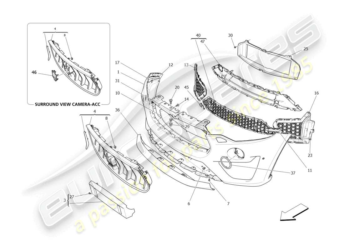maserati levante gt (2022) front bumper parts diagram