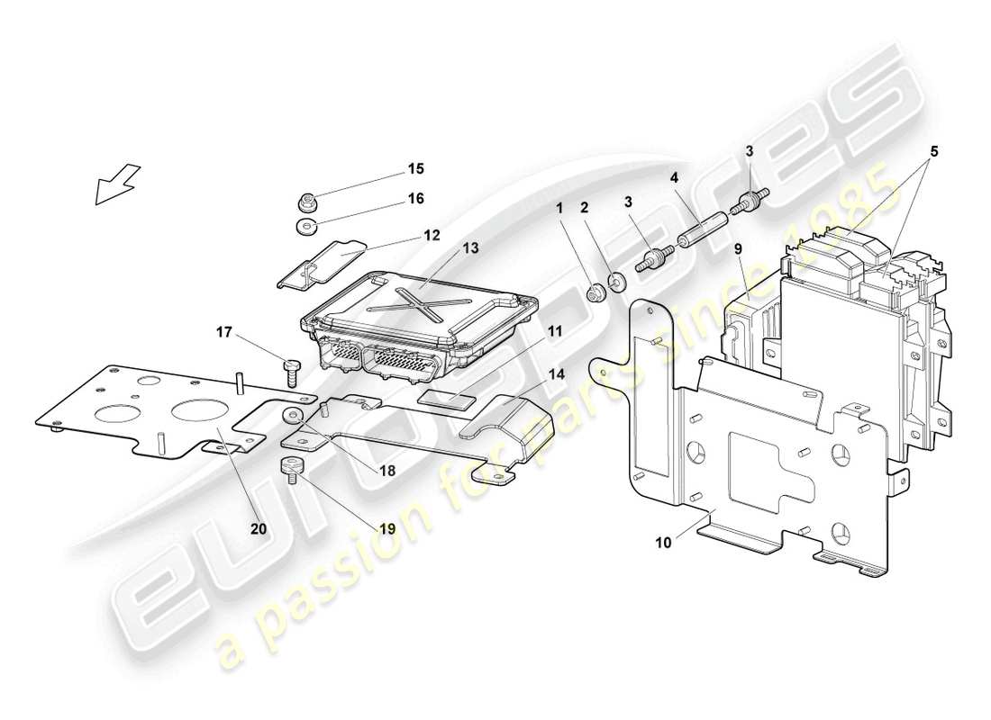 a part diagram from the lamborghini murcielago roadster (2005) parts catalogue