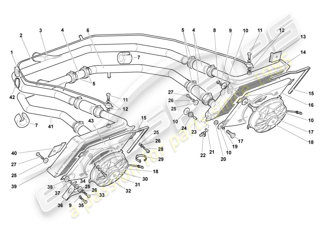 a part diagram from the lamborghini murcielago roadster (2005) parts catalogue