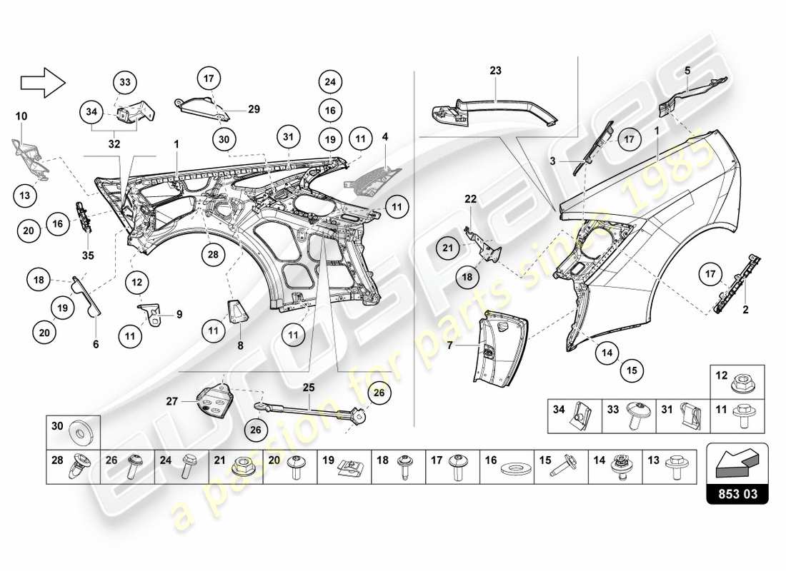 lamborghini 2019 (performante coupe) wing part diagram
