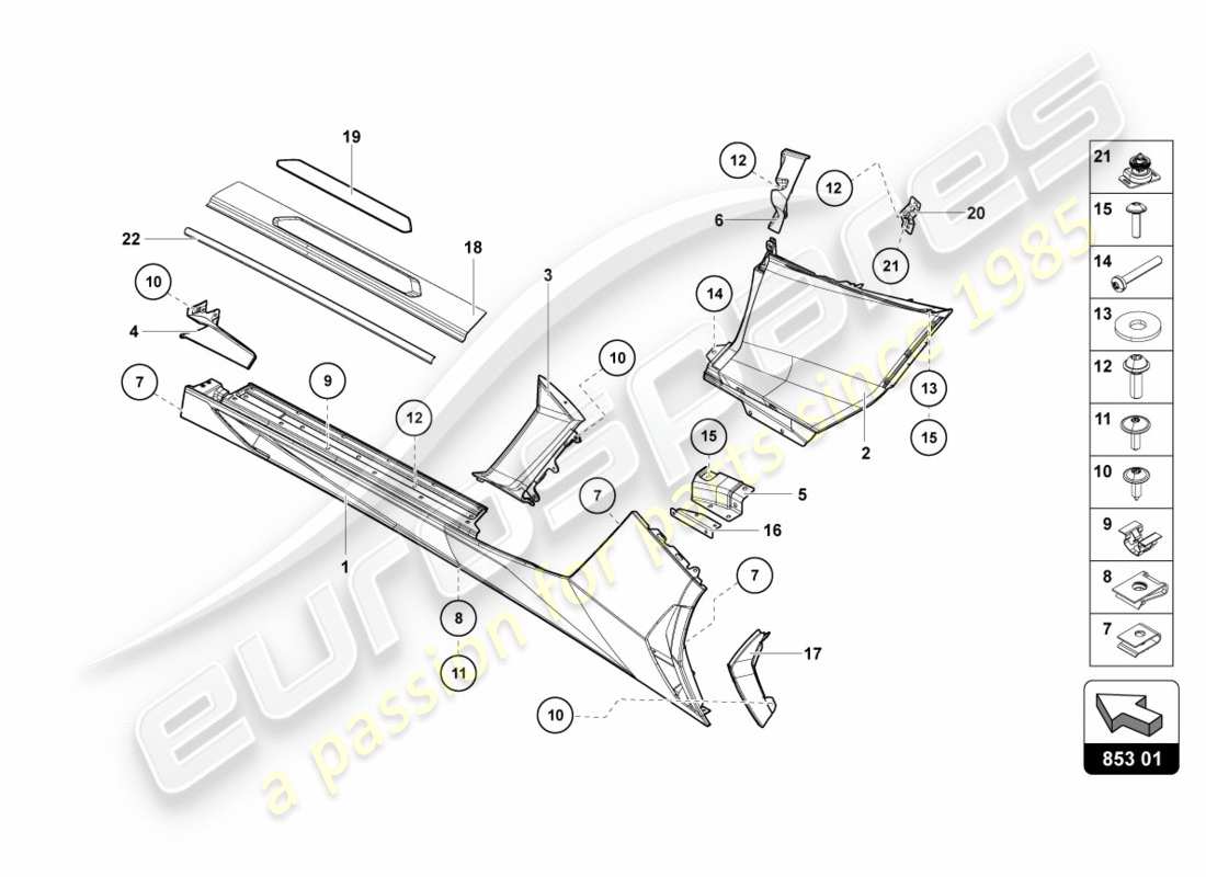 a part diagram from the lamborghini aventador lp700-4 parts catalogue