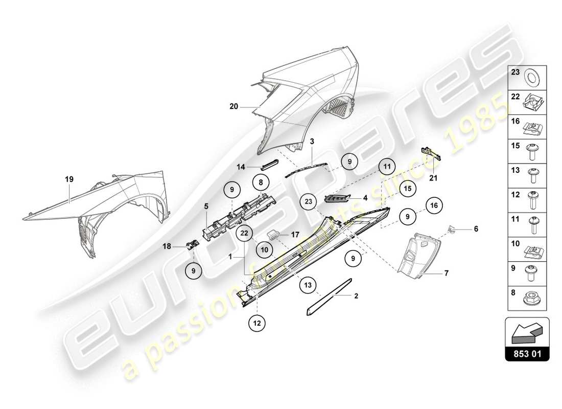 a part diagram from the lamborghini lp610-4 coupe (2017) parts catalogue