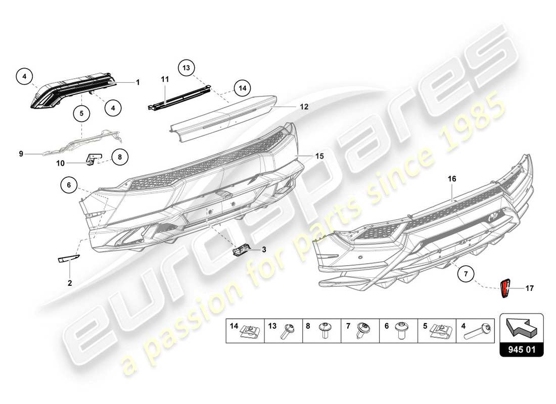 a part diagram from the lamborghini lp610-4 coupe (2017) parts catalogue