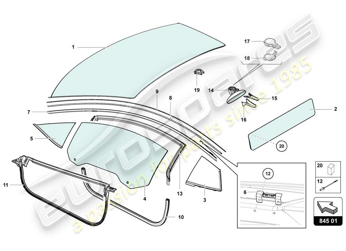 a part diagram from the lamborghini aventador lp720-4 parts catalogue