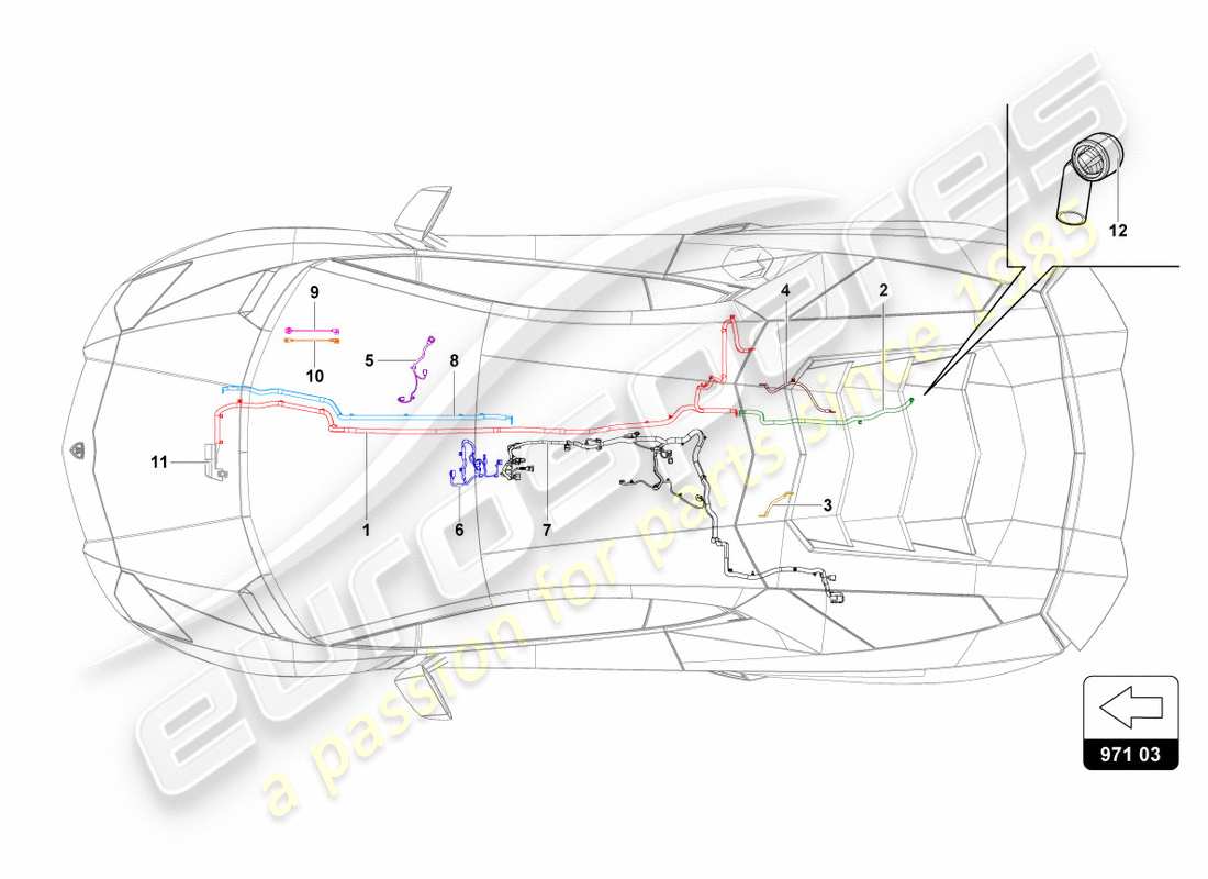 a part diagram from the lamborghini lp700-4 coupe (2012) parts catalogue