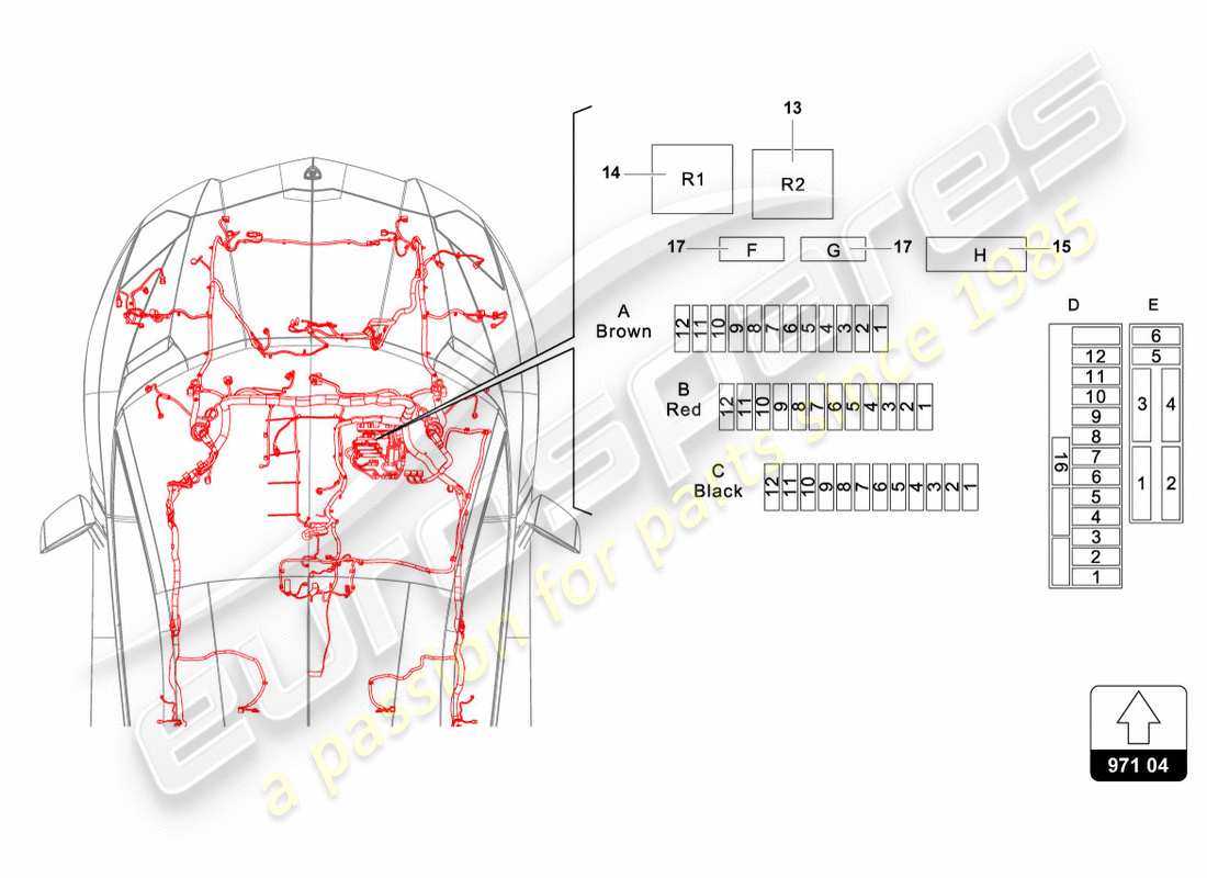 a part diagram from the lamborghini lp700-4 coupe (2012) parts catalogue
