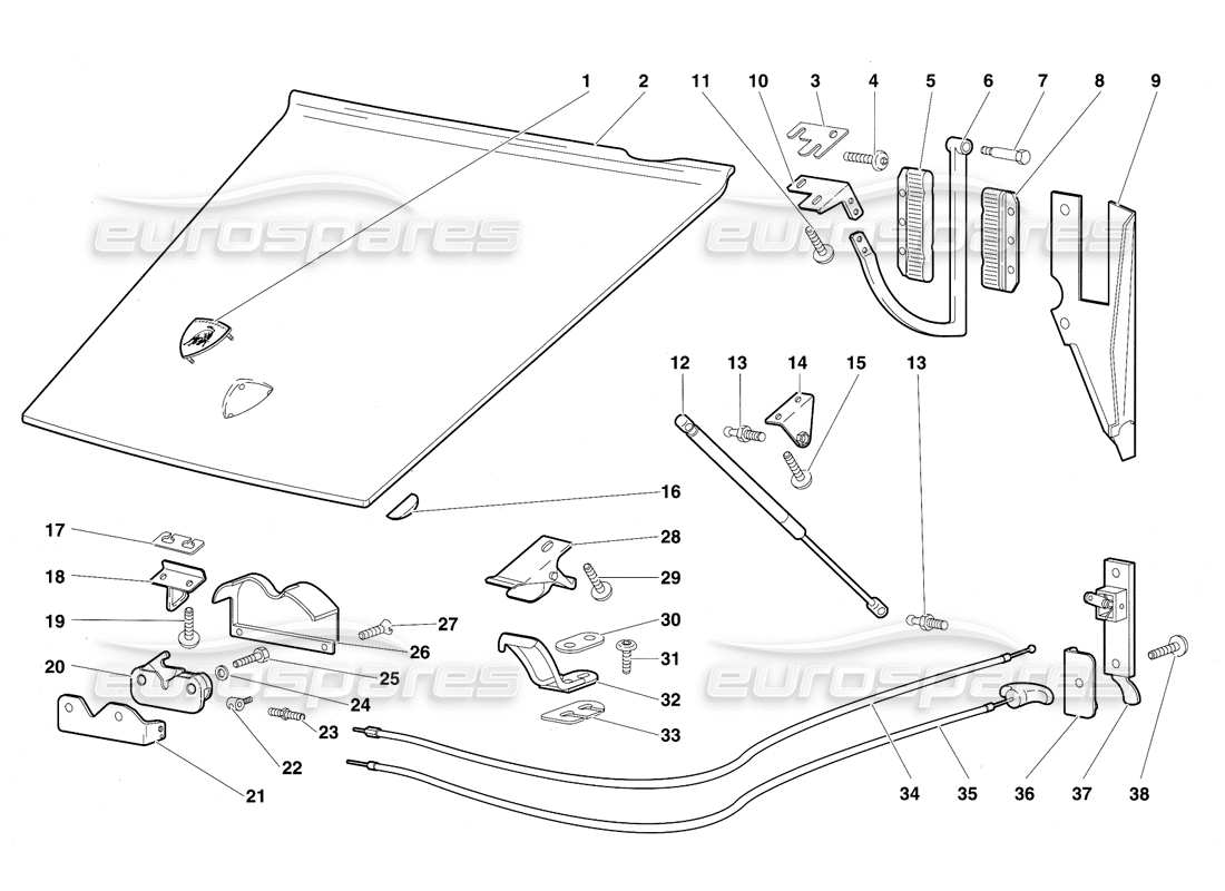 a part diagram from the lamborghini diablo (1991) parts catalogue