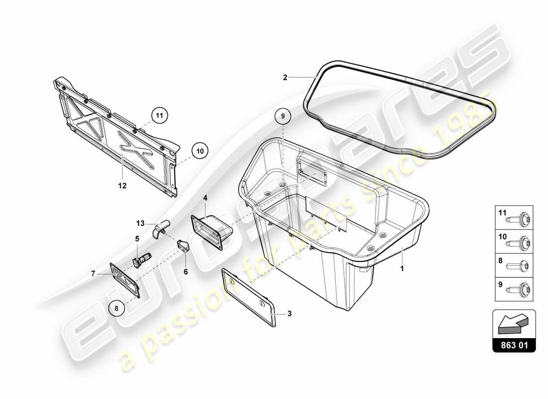 VIEW PARTS DIAGRAMS FROM THE LAMBORGHINI HURACAN PARTS CATALOGUE a part diagram from the lamborghini huracan parts catalogue