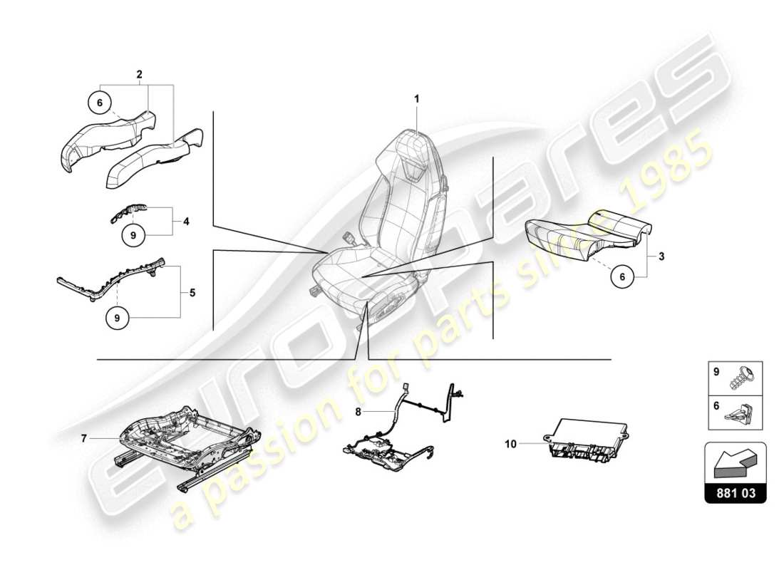 a part diagram from the lamborghini huracan lp610 parts catalogue
