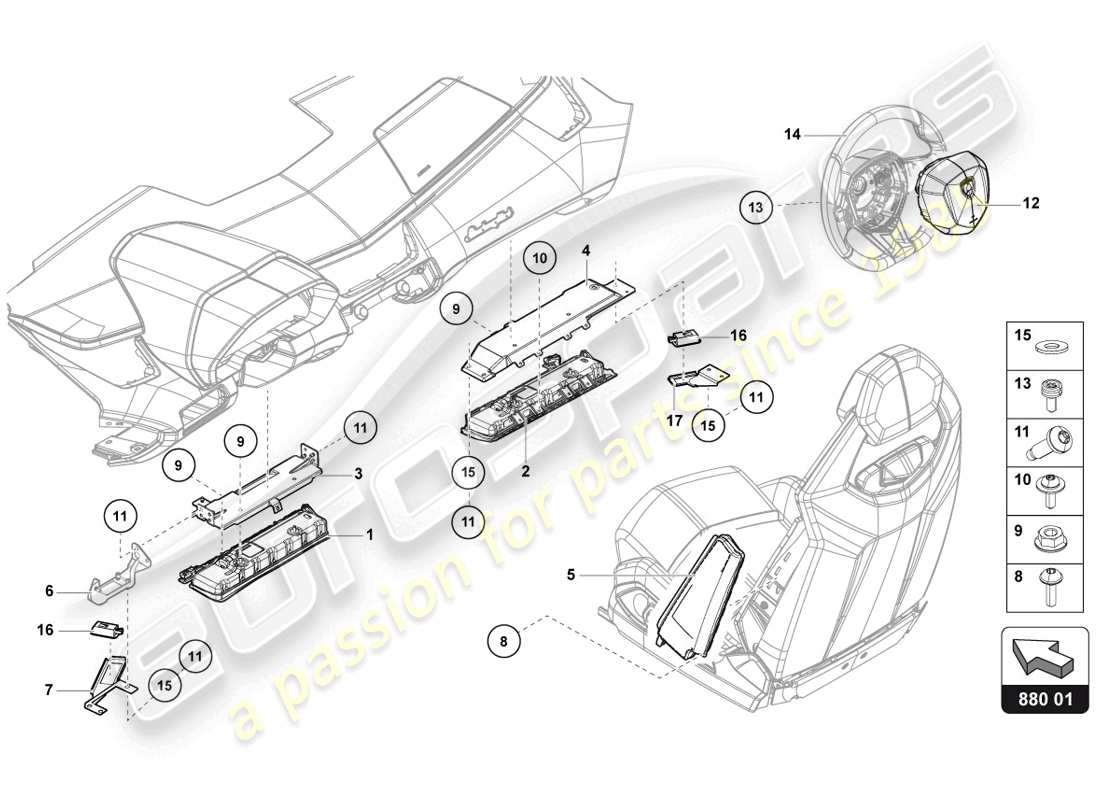 a part diagram from the lamborghini lp720-4 coupe 50 (2014) parts catalogue