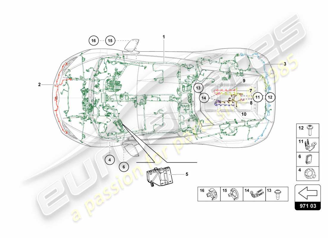 a part diagram from the lamborghini lp580-2 spyder (2019) parts catalogue