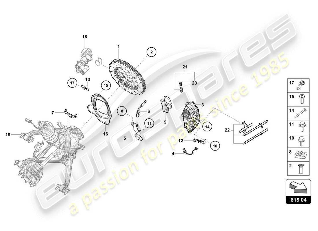 a part diagram from the lamborghini evo spyder 2wd (2020) parts catalogue