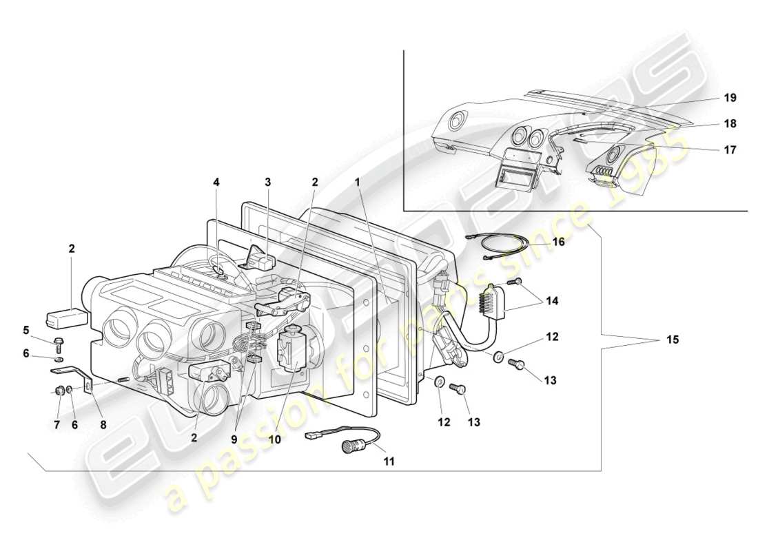 a part diagram from the lamborghini murcielago roadster (2005) parts catalogue