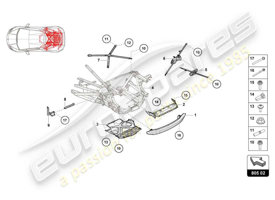 a part diagram from the lamborghini huracan lp600 parts catalogue