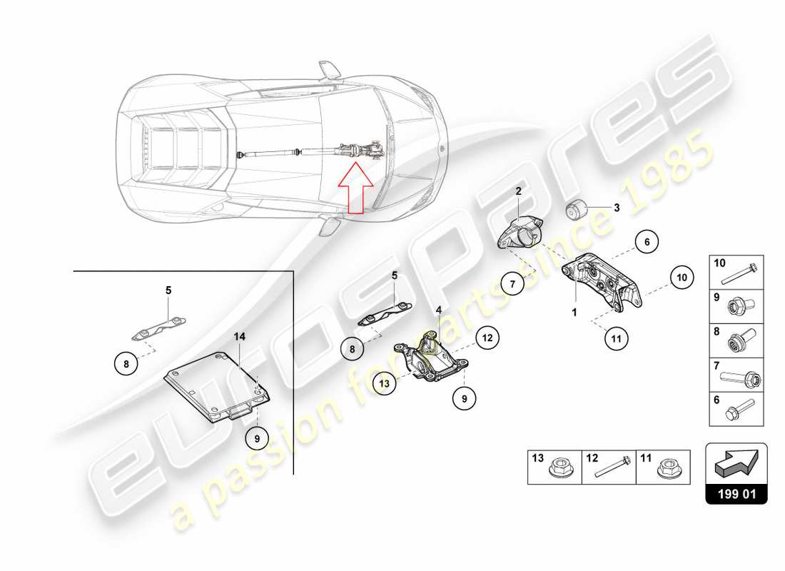 a part diagram from the lamborghini lp580-2 spyder (2019) parts catalogue