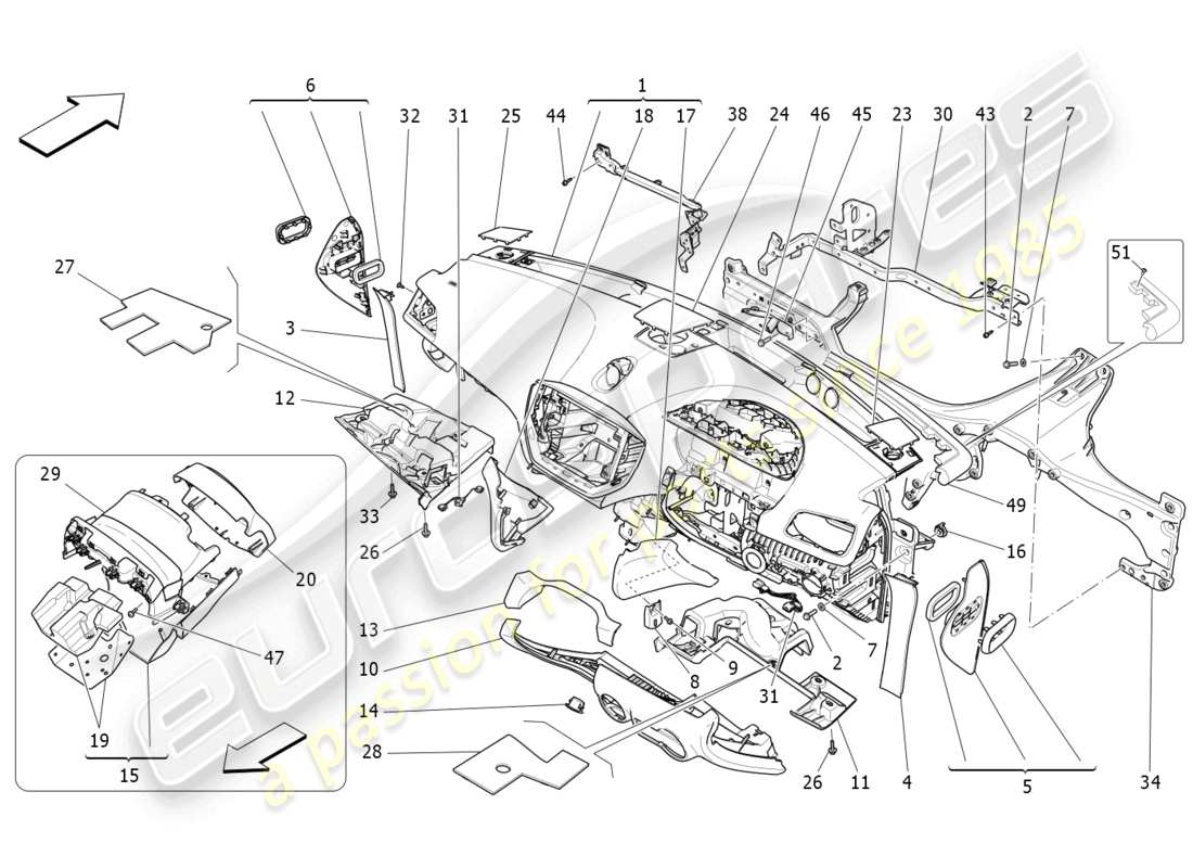 a part diagram from the maserati ghibli (2018) parts catalogue