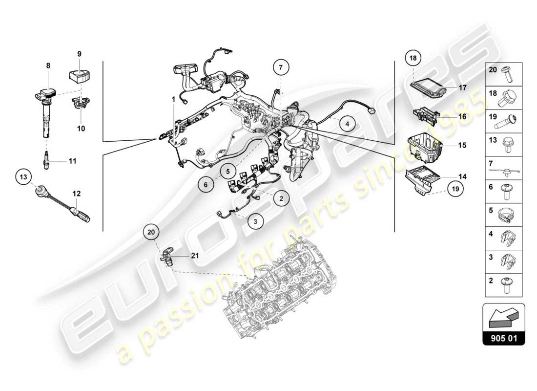 a part diagram from the lamborghini evo coupe 2wd (2020) parts catalogue