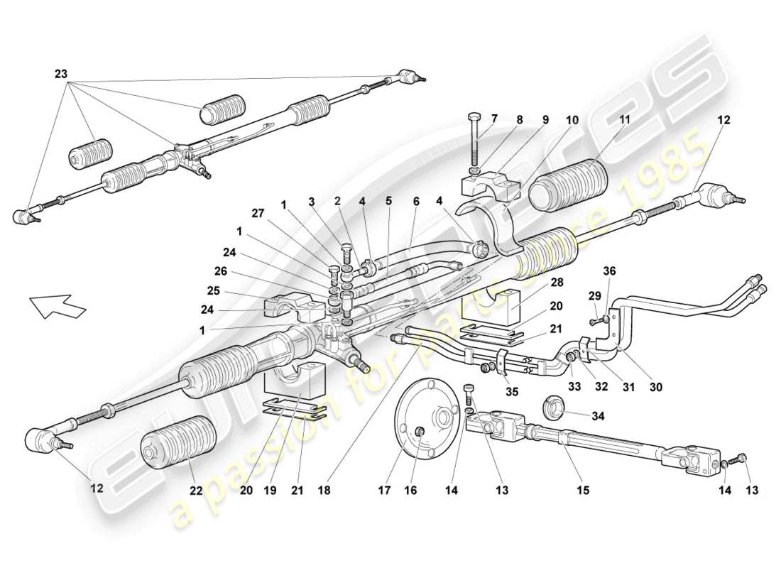 a part diagram from the lamborghini murcielago roadster (2005) parts catalogue