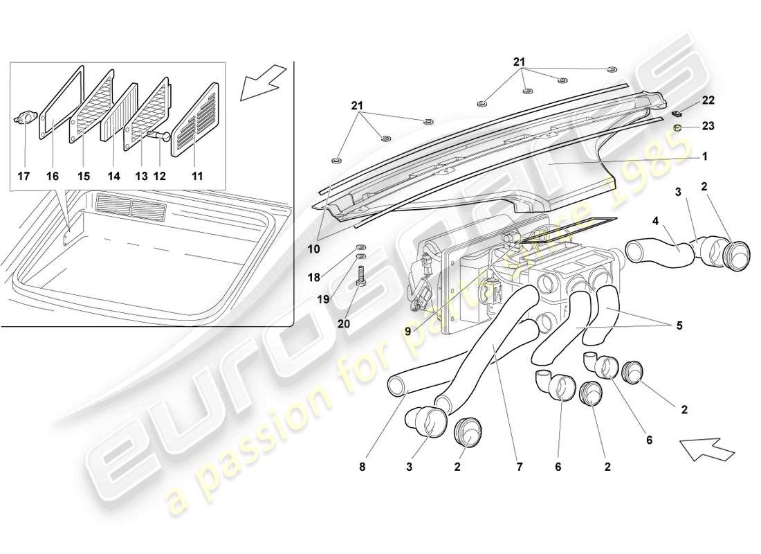 a part diagram from the lamborghini murcielago coupe (2002) parts catalogue