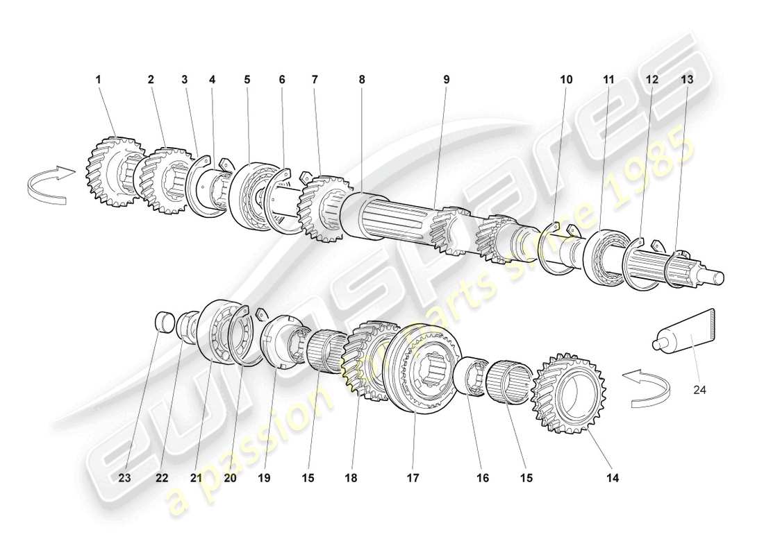 a part diagram from the lamborghini murcielago roadster (2005) parts catalogue
