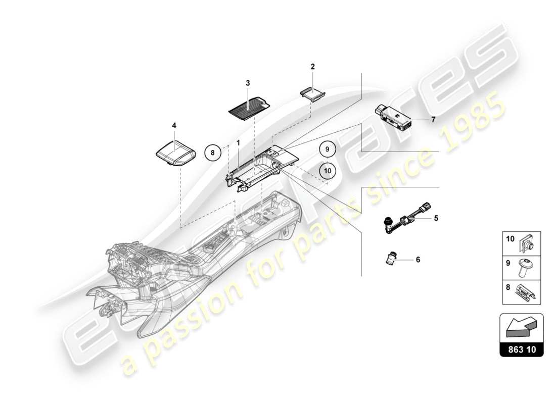 a part diagram from the lamborghini lp580-2 spyder (2018) parts catalogue