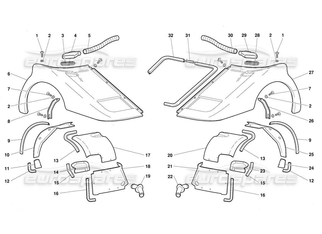 a part diagram from the Lamborghini Diablo (1991) parts catalogue