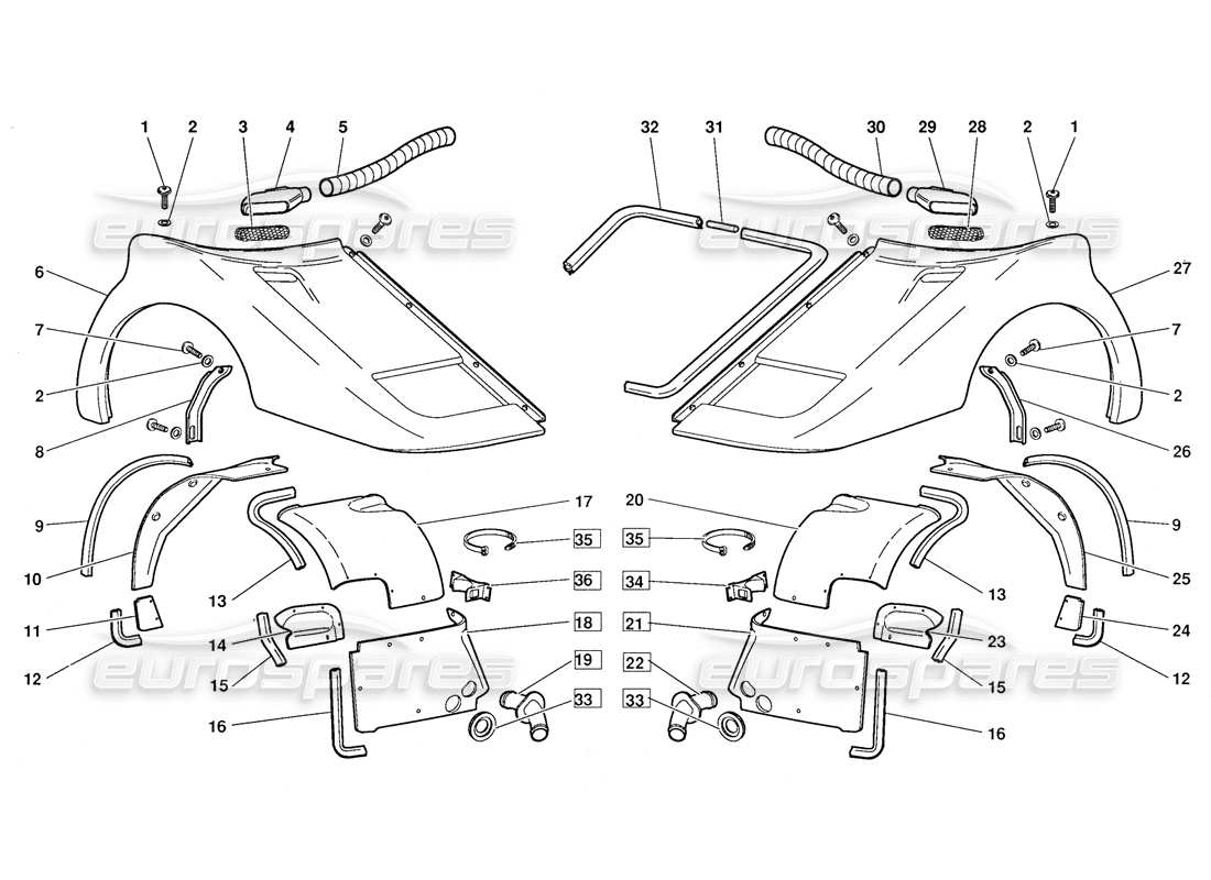 a part diagram from the lamborghini diablo (1991) parts catalogue