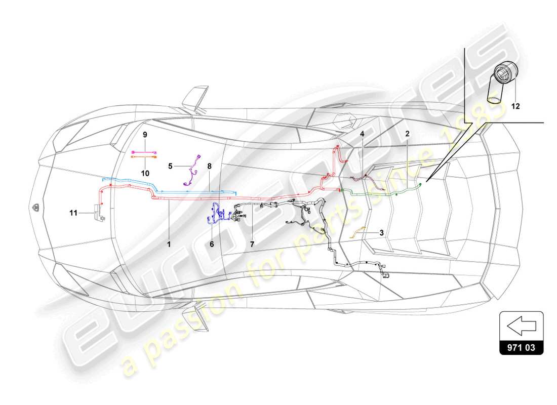 a part diagram from the lamborghini lp740-4 s coupe (2021) parts catalogue