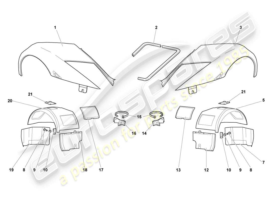 a part diagram from the lamborghini murcielago coupe (2002) parts catalogue