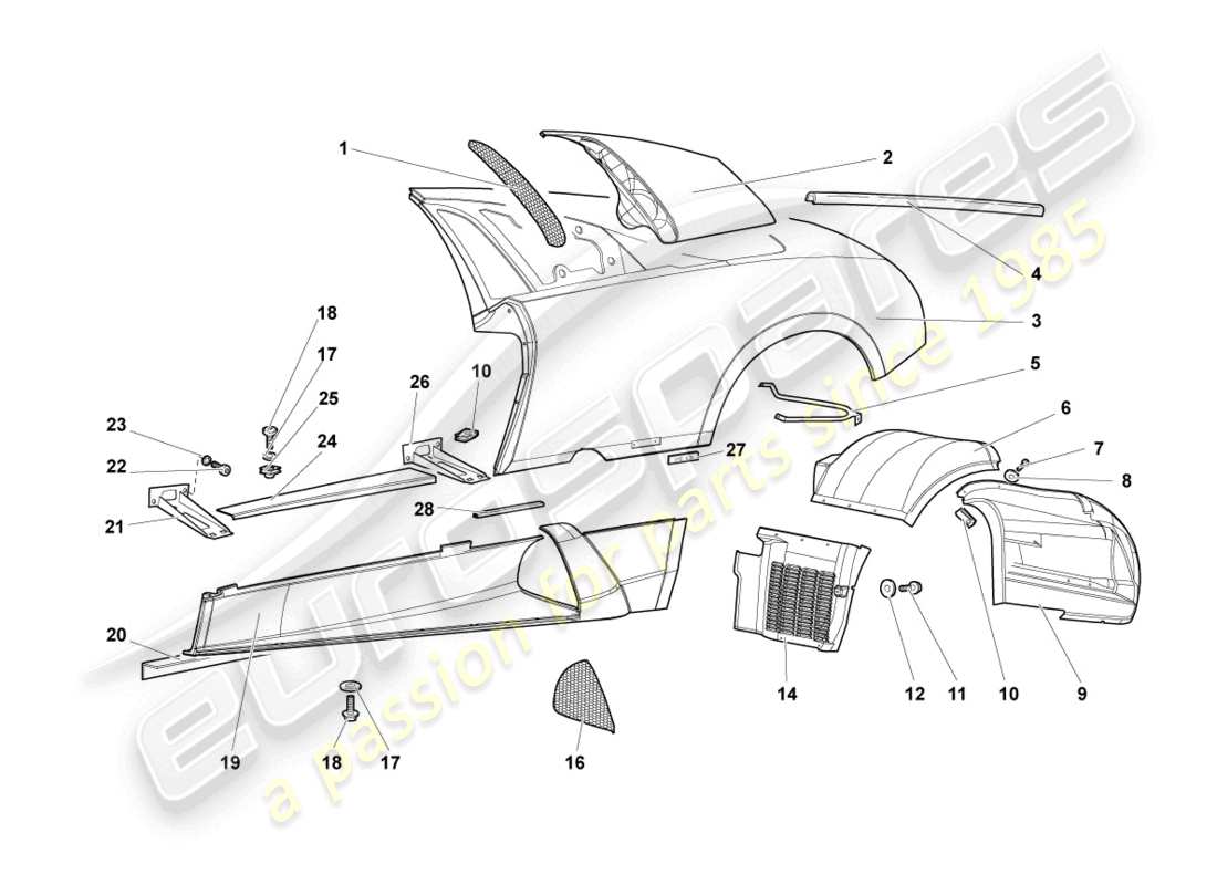 a part diagram from the lamborghini murcielago parts catalogue