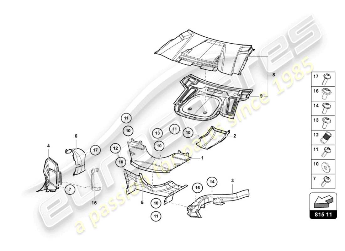 a part diagram from the lamborghini sian parts catalogue
